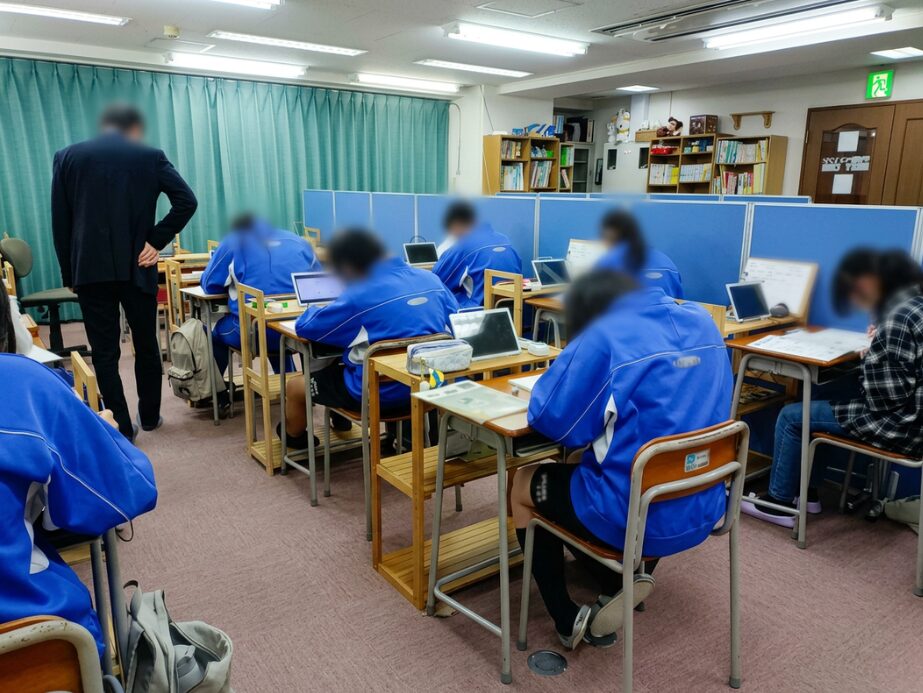 水戸市での個別指導における見川中学校の”前期中間テスト”対策風景